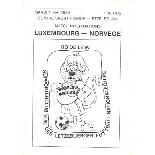 Luxembourg v Norway Football Programme 1984