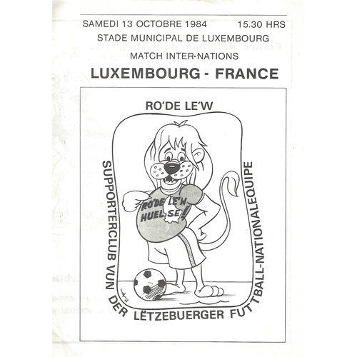 Luxembourg v France Football Programme 1984