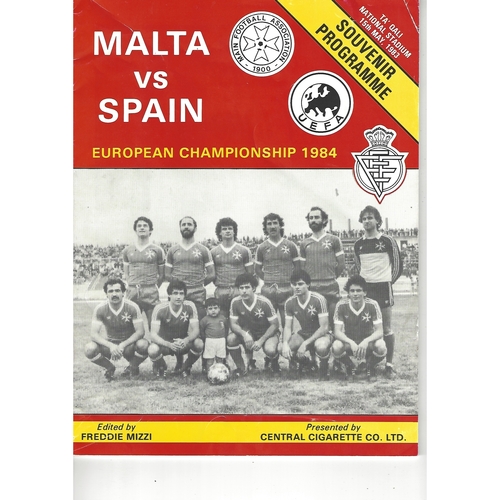Malta v Spain Football Programme 1983
