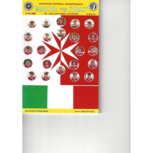 Malta v Italy Football Programme 1986
