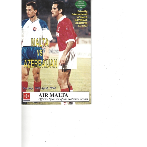Malta v Azerbaijan Football Programme 1994
