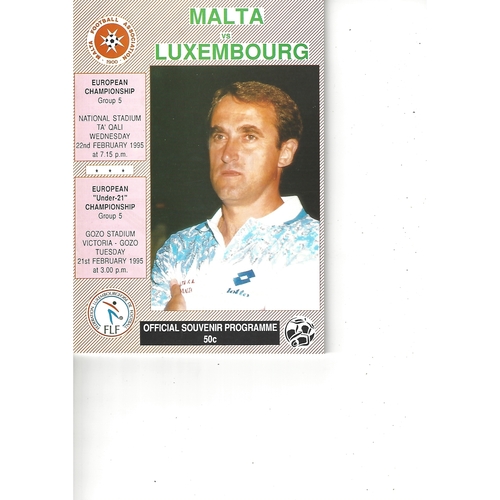 Malta v Luxembourg Football Programme 1995