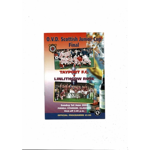 2003 Tayport v Linlithgow Scottish Junior Cup Final Football Programme