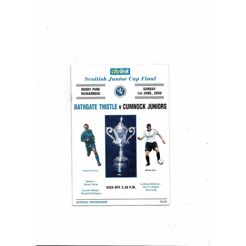 2008 Bathgate Thistle v Cumnock Scottish Junior Cup Final Football Programme