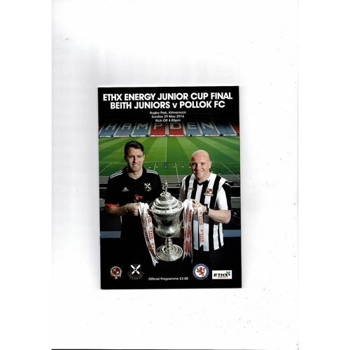 2016 Beith v Pollok Scottish Junior Cup Final Football Programme
