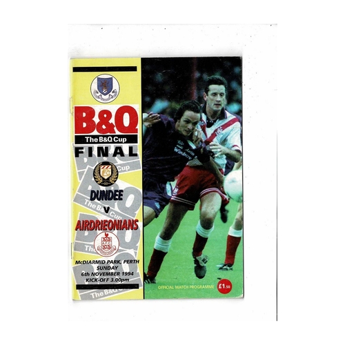 1994 Dundee v Airdrieonians Challenge Cup Final Football Programme