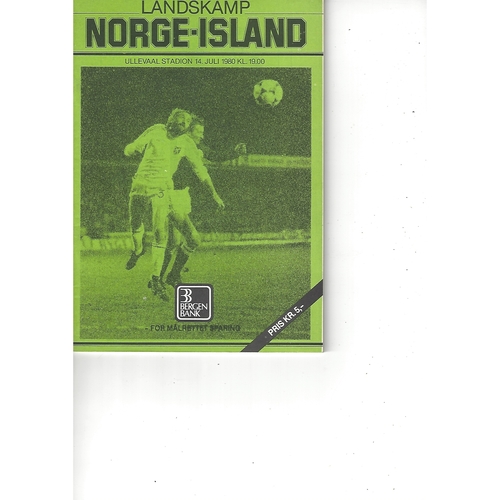 Norway v Iceland Football Programme 1980