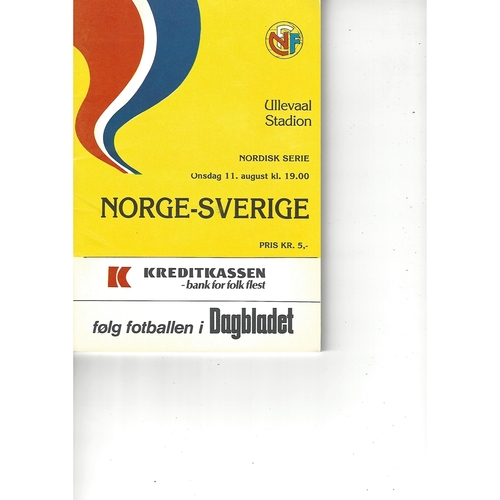 Norway v Sweden Football Programme 1982