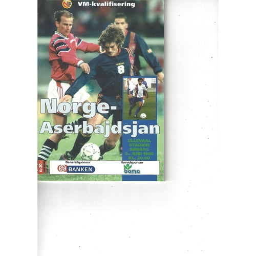Norway v Azerbaijan Football Programme 1996