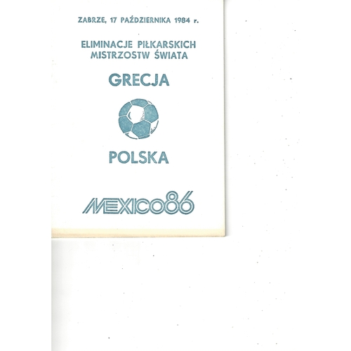 Poland v Greece Football Programme 1984