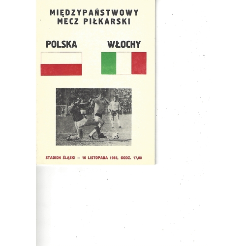Poland v Italy Football Programme 1985