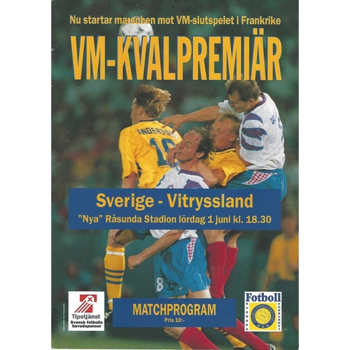 Sweden v Belarus Football Programme 1996