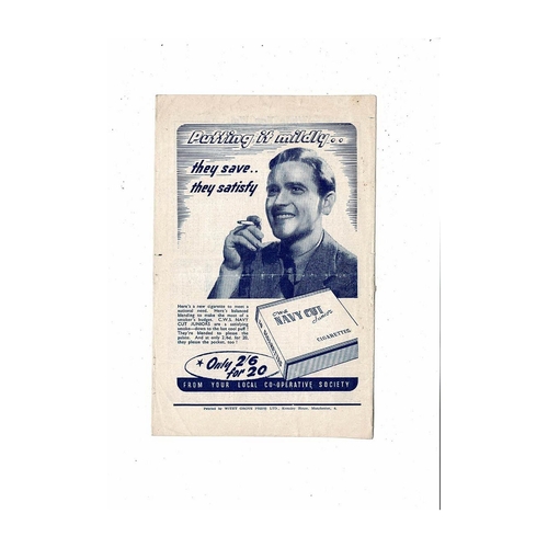 1947/48 Manchester City v Blackburn Rovers Football Programme