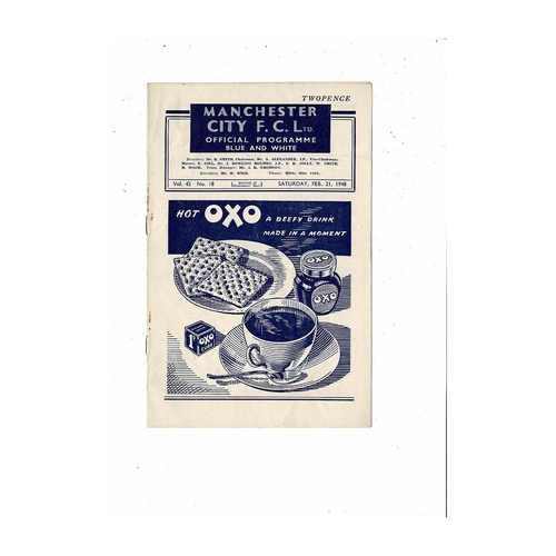 1947/48 Manchester City v Blackpool Football Programme