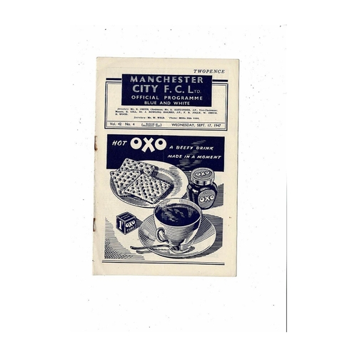 1947/48 Manchester City v Derby County Football Programme