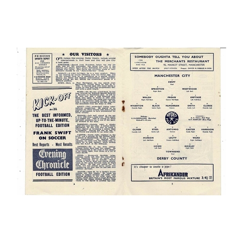 1947/48 Manchester City v Derby County Football Programme