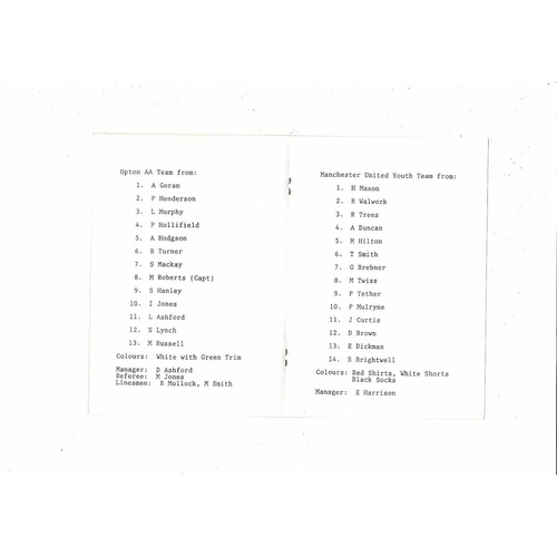 Upton v Manchester United Youth Friendly Football Programme 1995/96