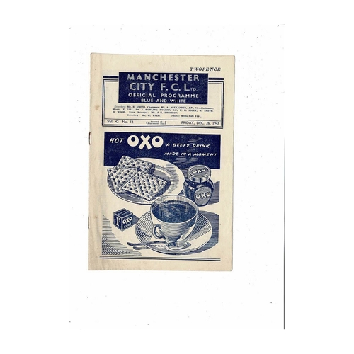 1947/48 Manchester City v Huddersfield Town Football Programme