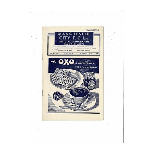 1947/48 Manchester City v Portsmouth Football Programme