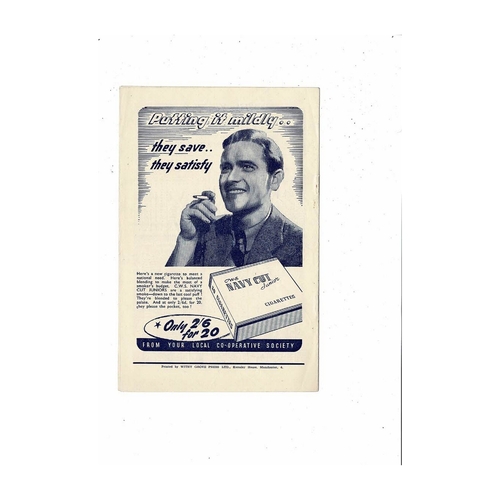 1947/48 Manchester City v Portsmouth Football Programme