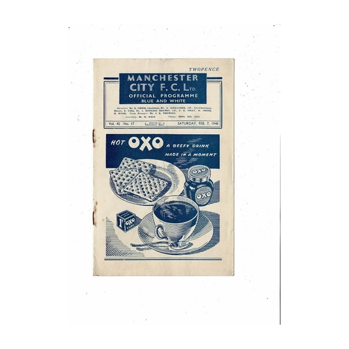 1947/48 Manchester City v Preston FA Cup Football Programme
