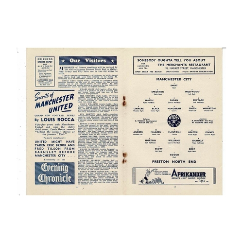 1947/48 Manchester City v Preston FA Cup Football Programme
