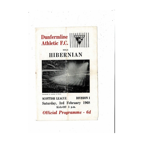 1967/68 Dunfermline Athletic v Hibernian Football Programme