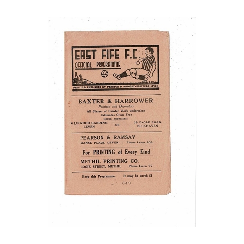 East Fife Football Programmes