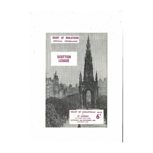 1966/67 Hearts v St Mirren Football Programme