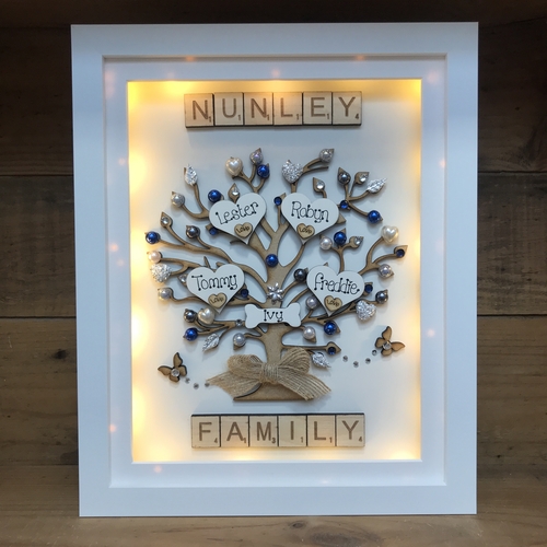 Large “ pretty with pearls “ family tree frame