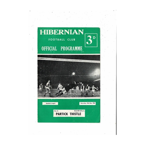 1964/65 Hibernian v Partick Thistle Football Programme