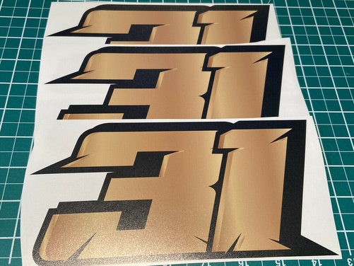 3 X Custom Racing Numbers - Vinyl Stickers / Decals - Race Motorbike Edgy Style