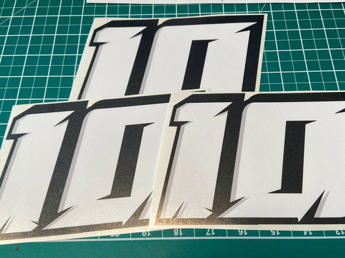 3 X Custom Racing Numbers - Vinyl Stickers / Decals - Race Motorbike Edgy Style