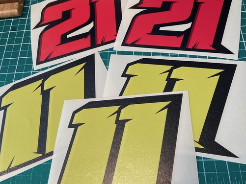 3 X Custom Racing Numbers - Vinyl Stickers / Decals - Race Motorbike Edgy Style