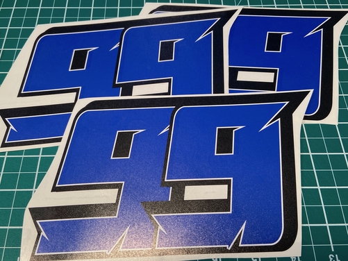 3 X Custom Racing Numbers - Vinyl Stickers / Decals - Race Motorbike Edgy Style