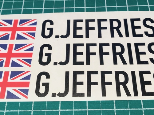 3 X Driver Name Stickers - Race Car Motorsport Track day UNION JACK Flag