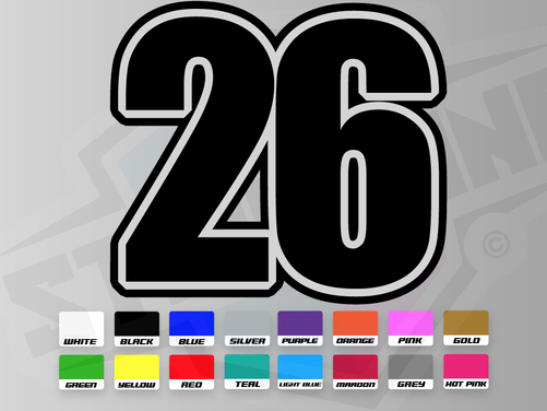 3 X Custom Race Numbers and Name Vinyl Stickers/Decals
