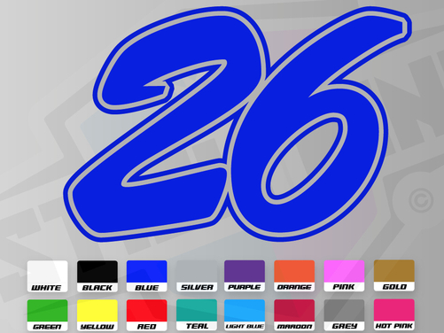 3 X Custom Race Numbers and Name Vinyl Stickers/Decals