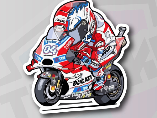 Dovi Dovizioso 04 MotoGP Ducati Cartoon Racer Sticker Decal