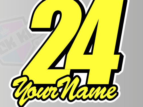 3 X Custom Race Number & Name - Vinyl Stickers / Decals
