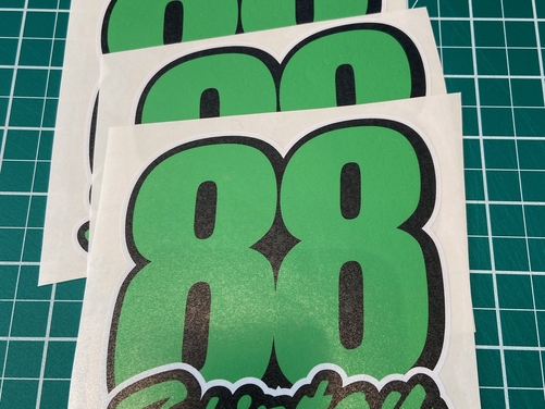 3 X Custom Race Number & Name - Vinyl Stickers / Decals