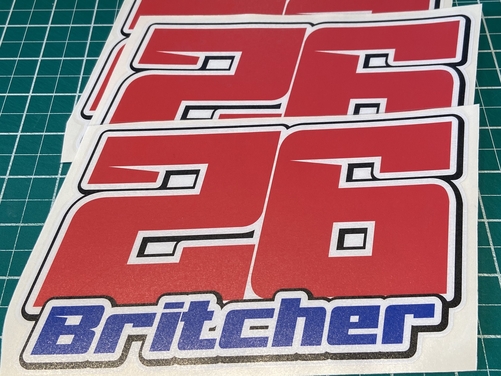 3 X Custom Race Number & Name - Vinyl Stickers / Decals
