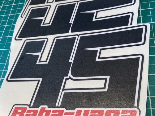 3 X Custom Race Number & Name - Vinyl Stickers / Decals