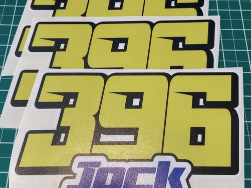 3 X Custom Race Number & Name - Vinyl Stickers / Decals