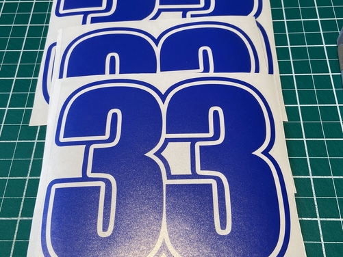 3 X Custom Race Numbers and Name Vinyl Stickers/Decals