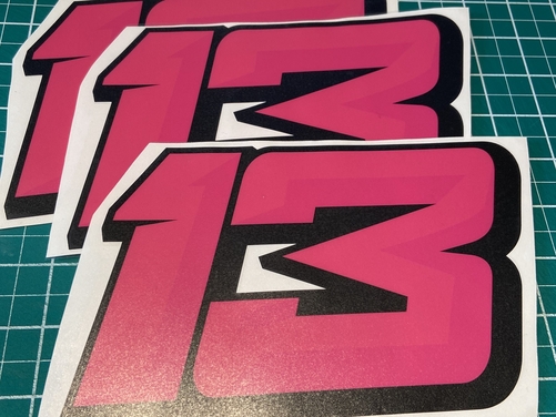 3 X Custom Racing Numbers - Vinyl Stickers / Decals - Race Motorbike 3D Style