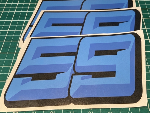 3 X Custom Racing Numbers - Vinyl Stickers / Decals - Race Motorbike 3D Style