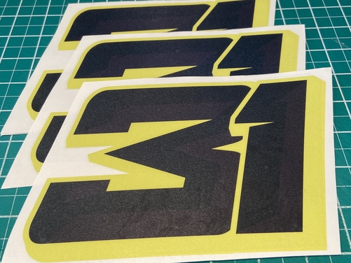 3 X Custom Racing Numbers - Vinyl Stickers / Decals - Race Motorbike Edgy Style