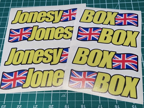 2 X Personalised Rider Name Screen Stickers with FLAG