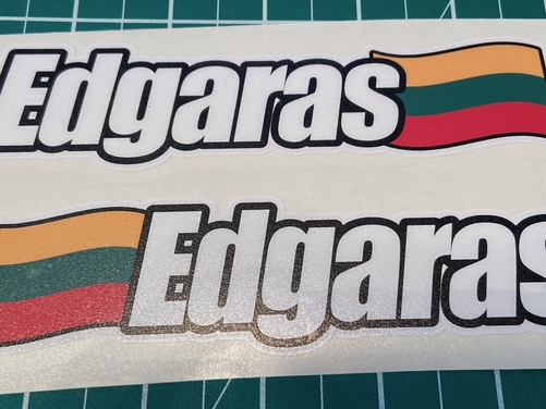 2 X Personalised Rider Name Screen Stickers with FLAG